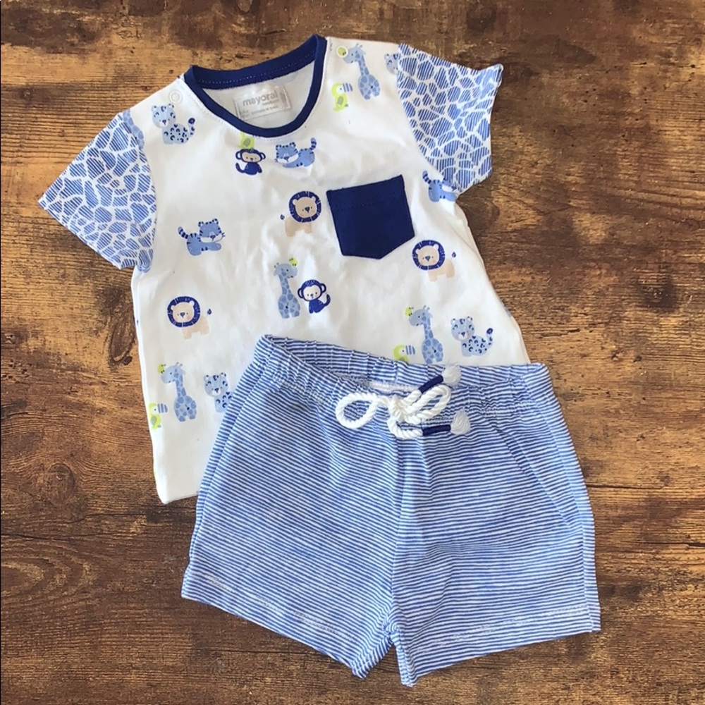 NWT MAYORAL Newborn Animal Two Piece Outfit Boys